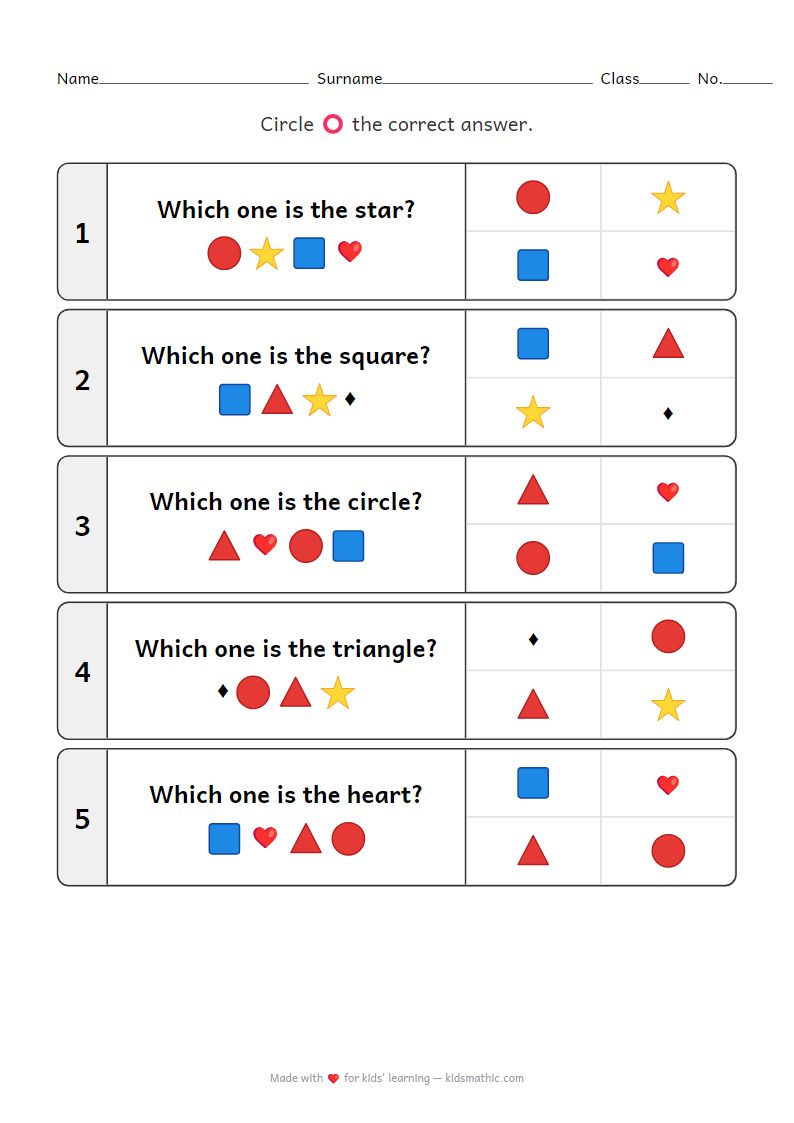 Preschool Shape Matching Worksheet: Identify Basic Shapes
