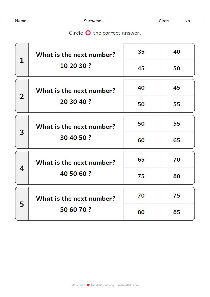 Skip Counting by 10s Worksheet for Kindergarten K3