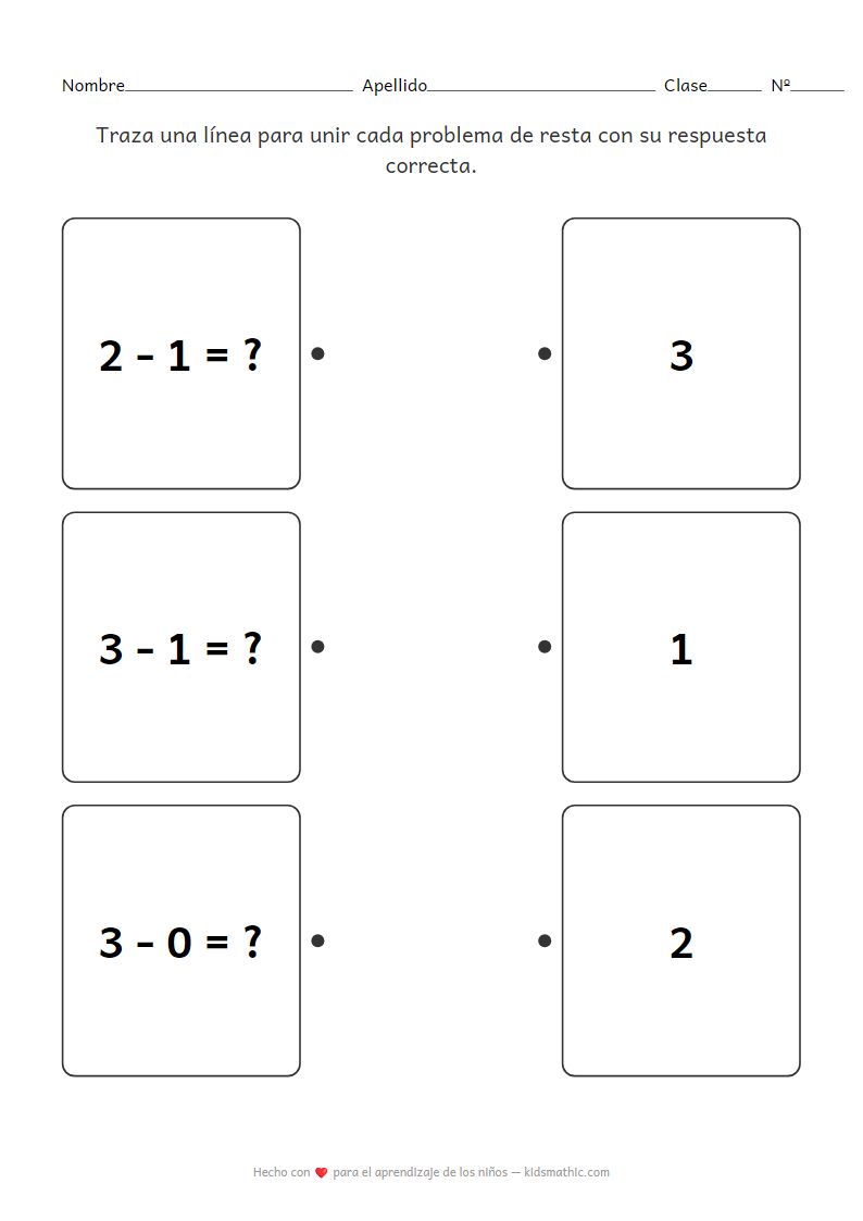 Ficha de Restas para Preescolares