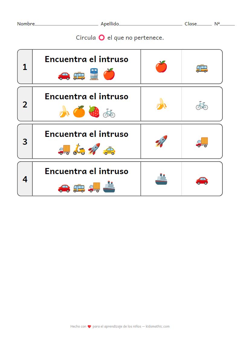 Hoja de trabajo de 'El intruso' para preescolares
