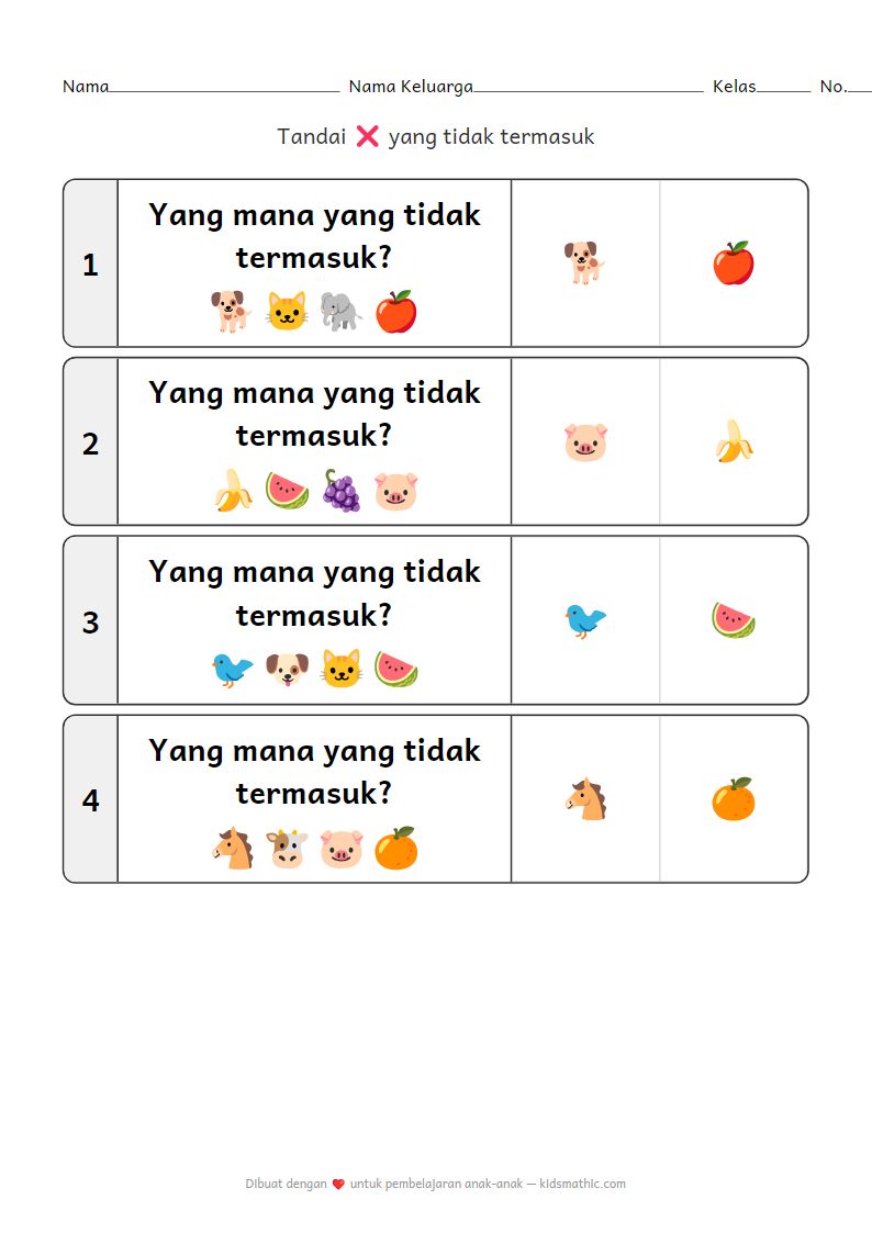 Lembar kerja mencari perbedaan